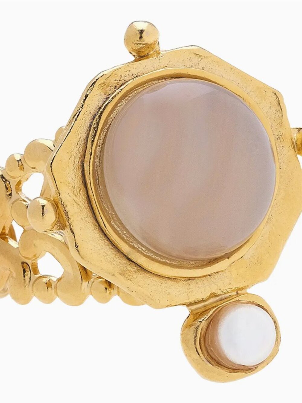 Luminous! Susan Shaw Becca Moonstone & Pearl Ring